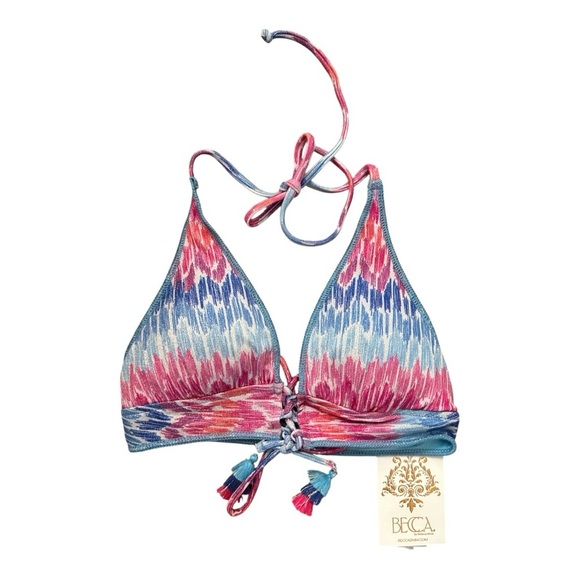 BECCA Pink and Blue Patterned Bikini Top nwt,008 - Picture 1 of 2
